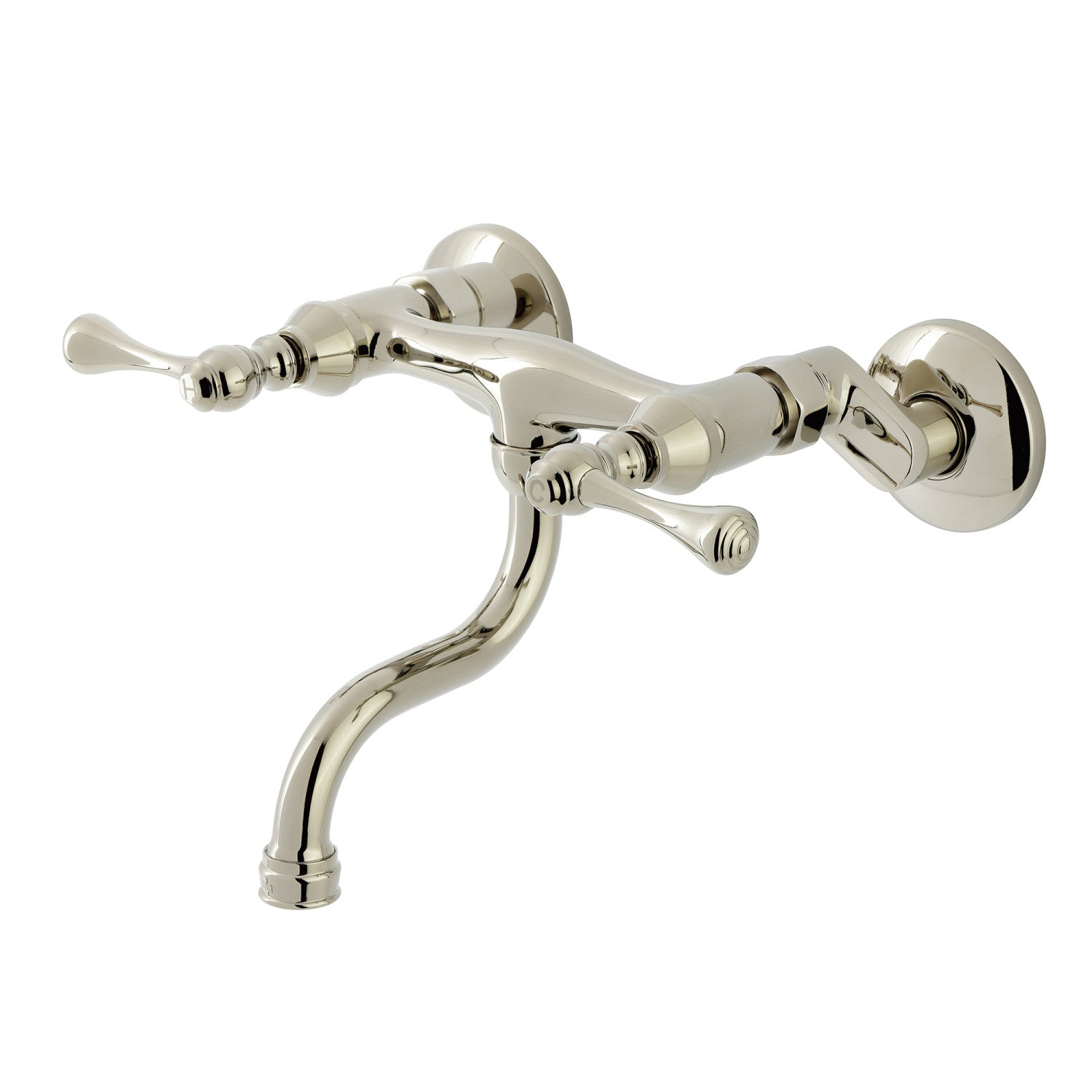 Kingston Tulare KS2116BL - Kingston Double-Handle 2-Hole Wall Mount Bathroom Faucet, Polished Nickel — image 1